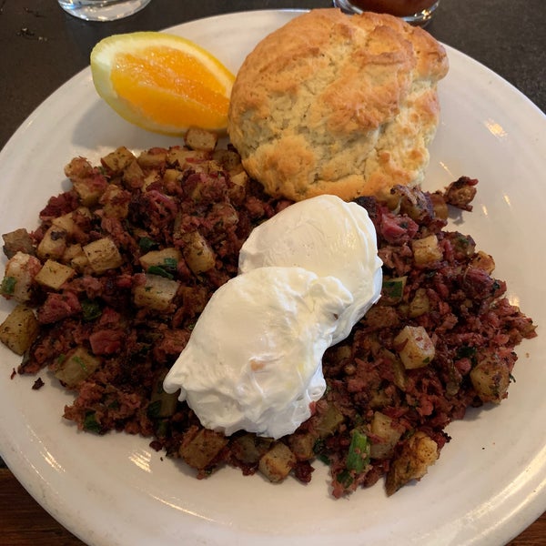 Irish skillet - two eggs, house made corn beef hash, and served with a house-made biscuit. #squareonebrewery #24hourfoodgeek Follow us at http://24hourfoodgeek.com