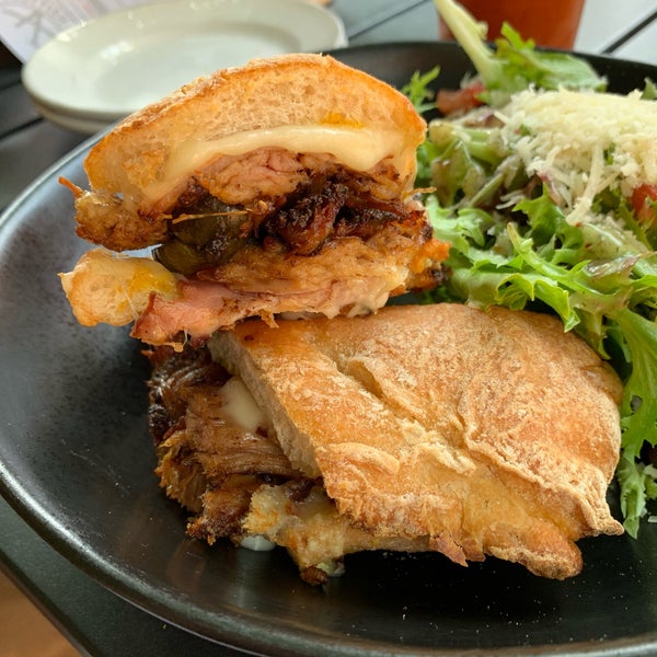 Smoked Cuban - cherry wood smoked pork, ham, pickles, Swiss, on a hoagie bun. #thescottisharms #24hourfoodgeek  #shavedduck Follow us at http://24hourfoodgeek.wordpress.com 