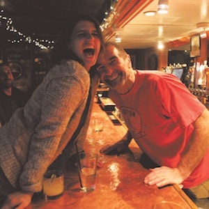 Cady thanks bartender Quentin for helping her choose the best drink to represent the 1 Bus on Mass Ave.
