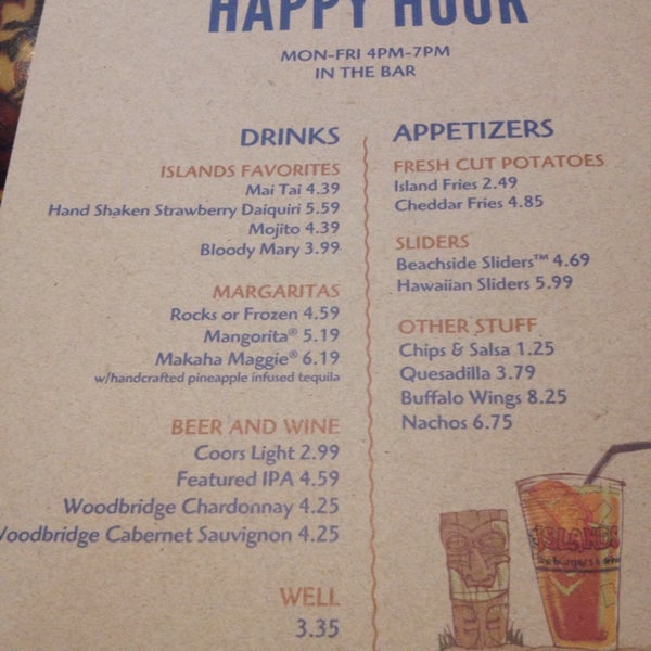Happy Hour M-F 4-7 menu