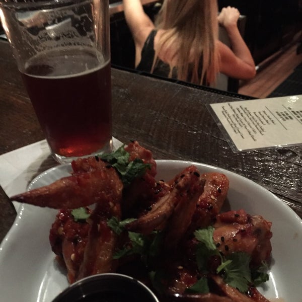 Wings are spicy in a Thai way - on the happy hour menu! The Alesmith Old Numbskill is not