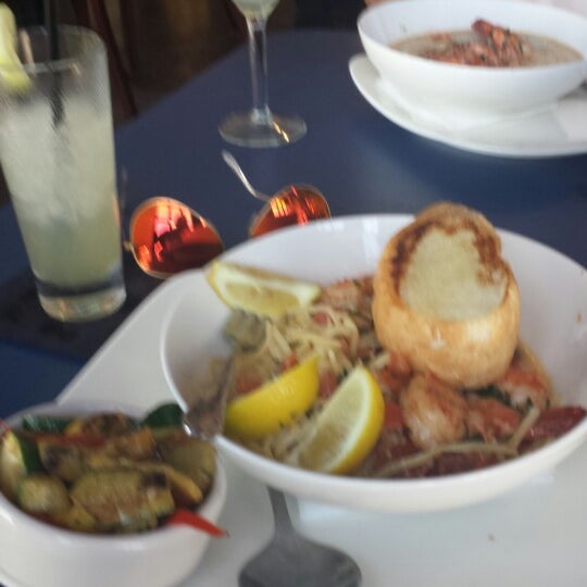 Photo taken at Amberjax Fish Market Grille at Trinity Groves by Carter T. on 6/7/2014
