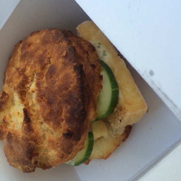I had the veggie biscuit sandwich. It didn't taste good, except for the biscuit itself. The cucumbers tasted bad so I ended up taking them off. Would love to eat their biscuits plain though!