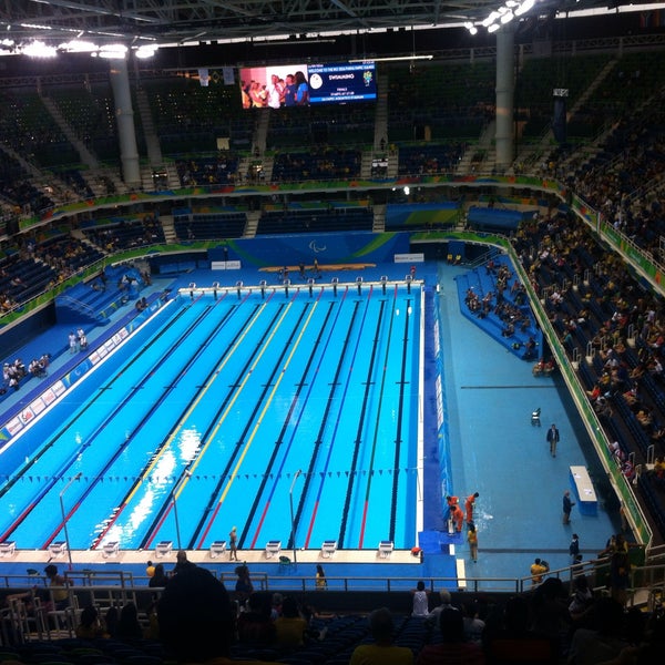 Photo taken at Olympic Aquatics Stadium by Mirelle O. on 9/11/2016