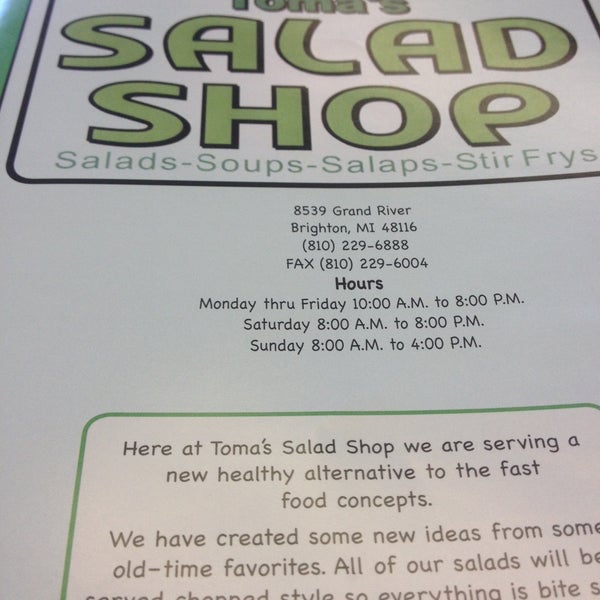 Toma's Salad Shop (Now Closed) Salad Restaurant in Brighton