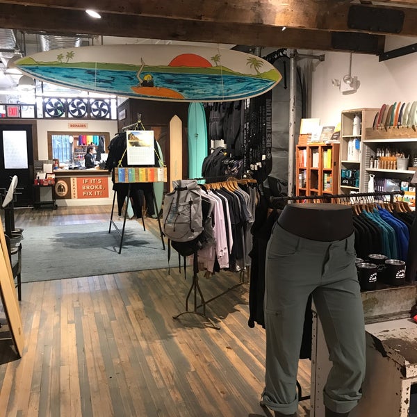 Surfing-focused Patagonia store. They have other Patagonia staples as well, like bags, rain jackets and insulated jackets.