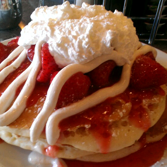 Try the strawberry banana cheesecake pancakes!