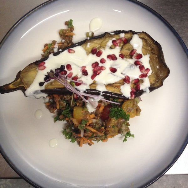 Aubergine grillé, salade de lentilles