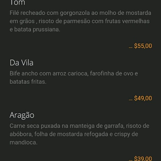 Decoração contemporânea, carioca, bom atendimento! Carta de vinhos achei limitada e um pouco cara. De refeições (preços justos), recomendo o "Tom" e "Aragão" (descrição no print, retirado do site).