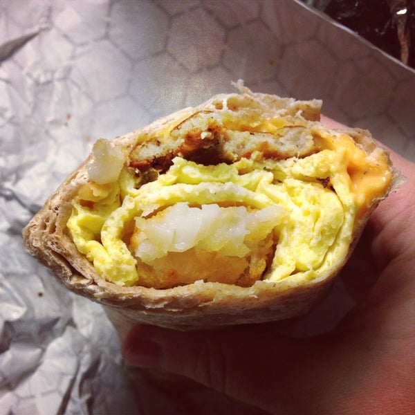 Melt Shop breakfast wrap with all natural pork sausage and tater tots with Melt sauce is out of this world!!!!