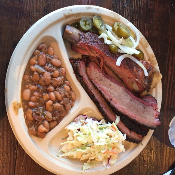 Tried brisket, pork ribs, sausage, beans & coleslaw; all were fantastic!! As great as the meats were, I could make a normal meal with just beans & slaw.