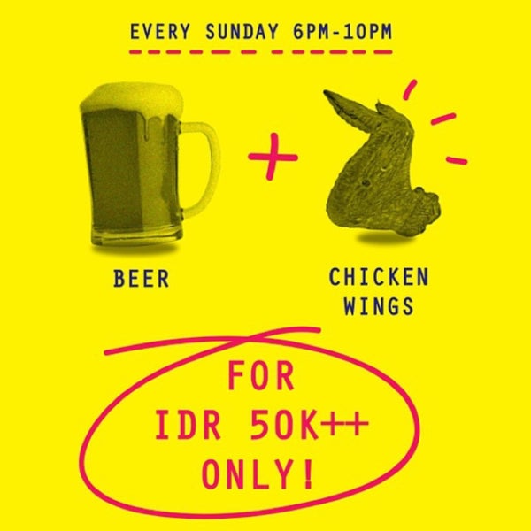 Chicken wings + beer ONLY 50K every SUNDAY!