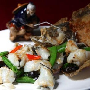 Y2C2’s attention-grabbing presentation of a whole turbot (198RMB) is half-sautéed and half deep-fried dish. Look out for the little porcelain fisherman who comes perched on the plate.