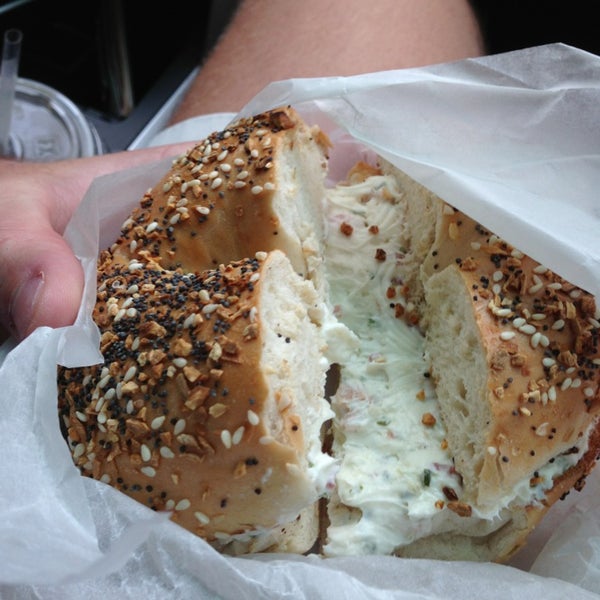Try the everything bagel w scallion and bacon cream cheese!