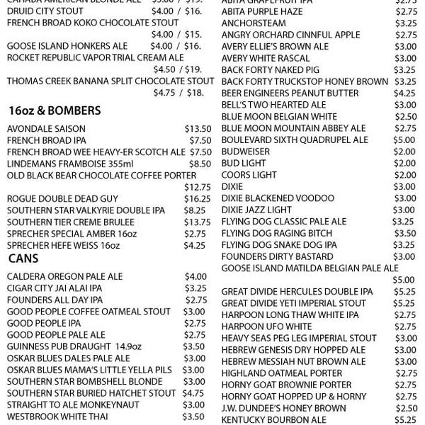 new beers and prices
