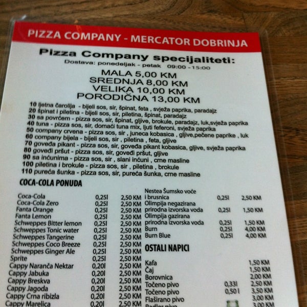 Pizza Company Merkator Dobrinja Dobrinja Sarajevo, Federacija