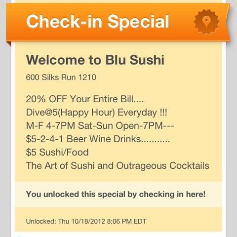 รูปภาพถ่ายที่ Blu Sushi โดย Alina N. เมื่อ 10/19/2012
