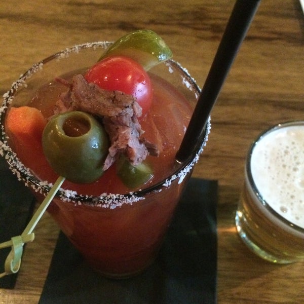 Bloody Mary has a big ol' chunk of brisket on it and is to die for.