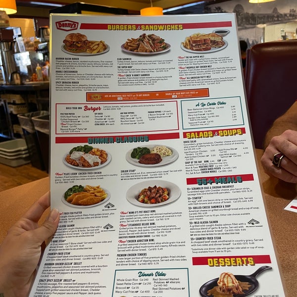 Menu at Denny's fast food, Orlando, S Orange Ave