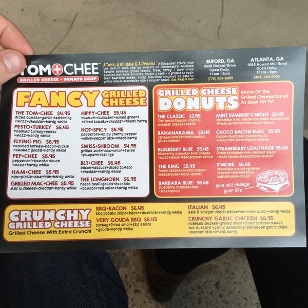 Front of the menu