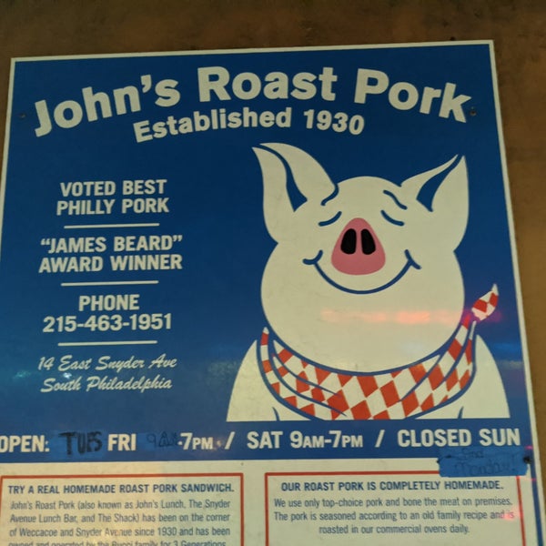 JOHN'S ROAST PORK, Filadélfia - Bella Vista / Queen Village - Cardápio,  Preços & Comentários de Restaurantes