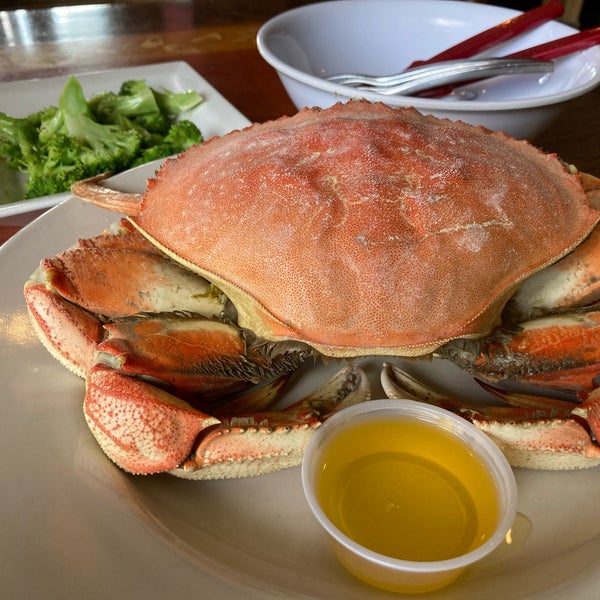 Steamed Dungenesd Crab with a side of broccoli