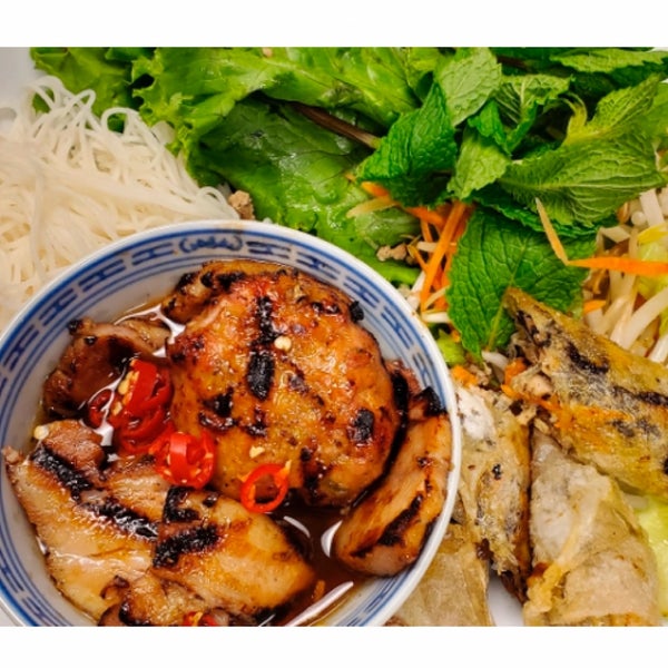 New fall item: Bun Cha Hanoi (Grilled pork lettuce wrap with crispy imperial rolls, vermicelli salad, herbs and nuoc cham broth) - YUM (photo from website) available for delivery or pickup