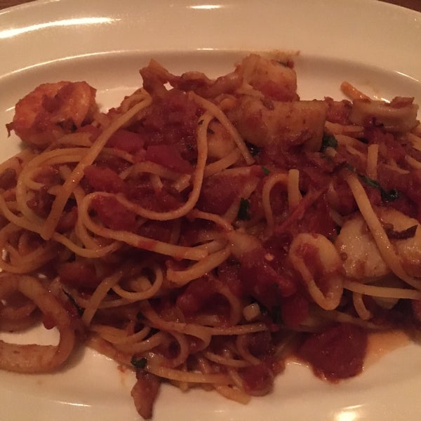 Christmas Eve - Feast of the Seven Fishes: Linguini Seafood with Calamari, Scallops, Shrimp, Spicy Tomato Sauce