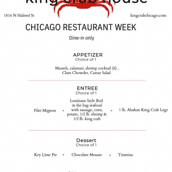 2024 Chicago Restaurant Week menu .