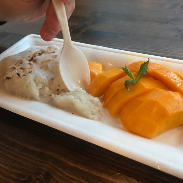 The lady at the counter saw me get excited then sad when I thought their mango sorbet with sticky rice in the menu was TRADITIONAL mango sticky rice. But she graciously made it off menu for me! 😍😍