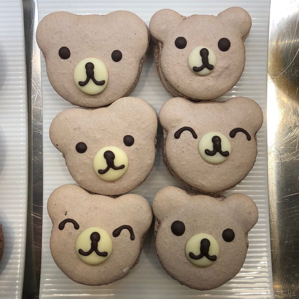 The fitness center has three Woodway treadmills, two Peloton bikes, and a WaterRower. And the cafe has macarons with bear faces.