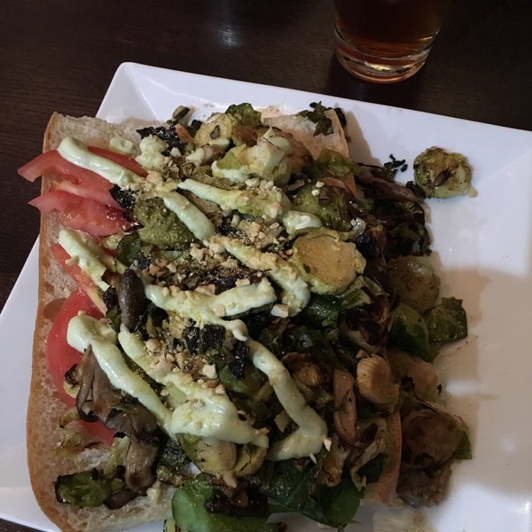 Brussels sprouts and mushroom sandwich is fantastic!