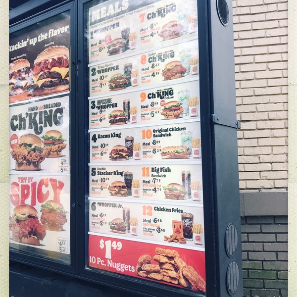 Burger king on sale drive thru menu