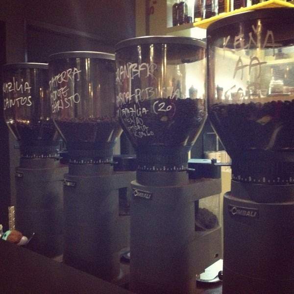 One of the best quality coffee in town. Four of LaCimballi grinders and lots of great roasted coffee beans.