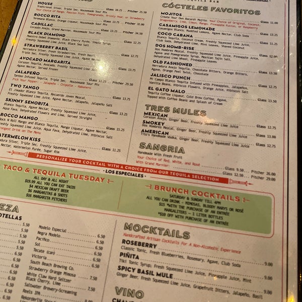 Rocco's tacos menu outlet