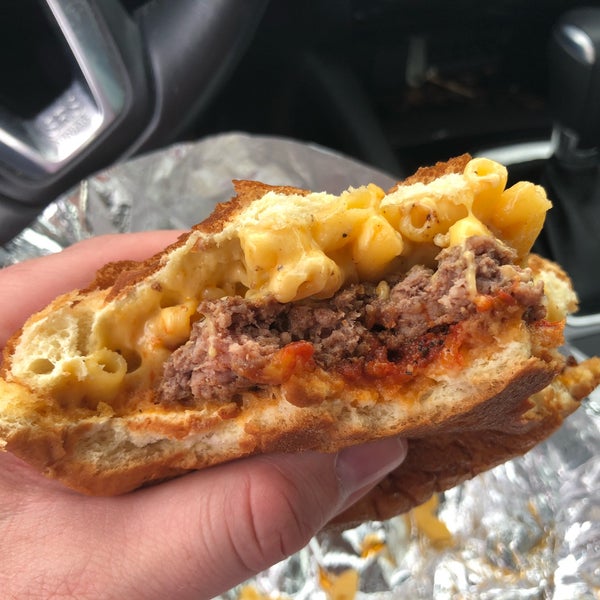 They have a burger called the Bart Simpson with mac&cheese and marinara sauce, this place is awesome.