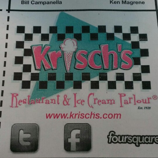 Снимок сделан в Krisch&#39;s Restaurant &amp; Ice Cream Parlour пользователем Susan A. 2/9/2014