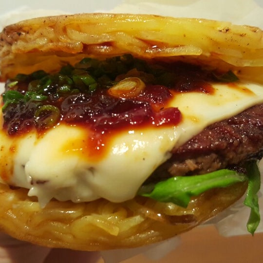Two of your favorite things, a burger and ramen combined geniusly into the Ramen Burger!
