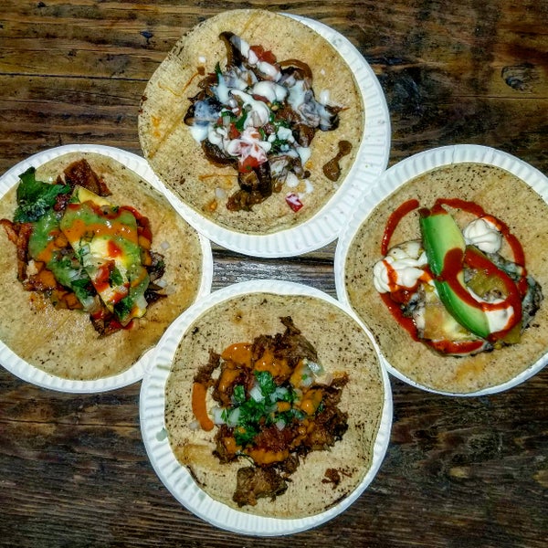 When you can't decide just order a bunch of tacos like we did: the Al Pastor, Mushroom, Pork Tongue, & Cheeseburger!