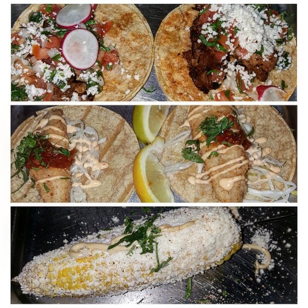 So many good things to try here but some of the must-haves are the Asada marinated steak tacos, Pescado fish tacos, and of course the amazing corn on the cob 'street style.'