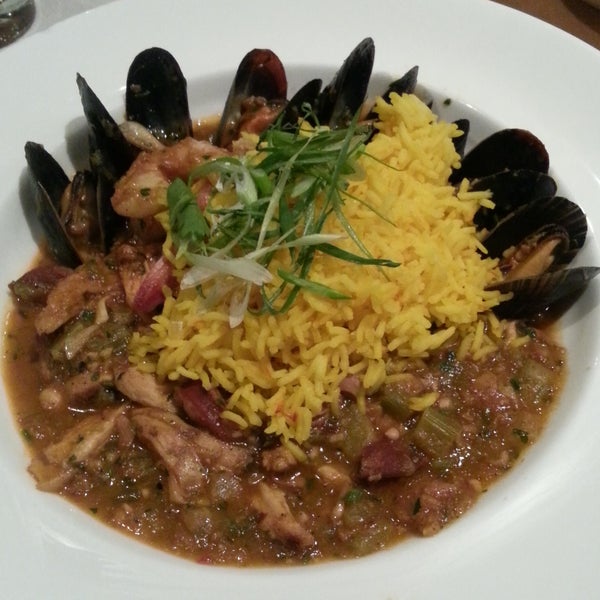 Smoked Chicken & Seafood Gumbo is the way to go! Made with gulf shrimp, mussels, chopped clams, andouille sausage, okra and tomato. Hearty and delicious!