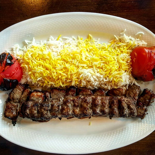 Yekta's Soltani Combination is the dish to have - a skewer each of succulent ground beef kubideh and beef filet barg along with aromatic saffron rice and grilled tomatoes.