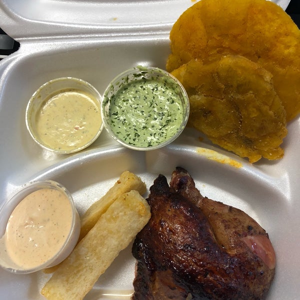 Chicken is really good, get yuca and get plantains ( toston style). All sauces are so good.