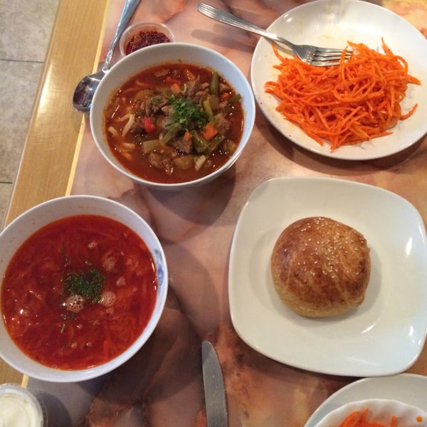 Manti, borscht, Korean carrot salad!!!