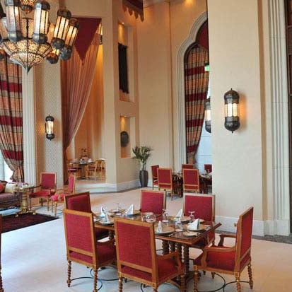 This Emirates Palace favourite is Abu Dhabi’s first fine dining Emirati restaurant.  It has two floors, a private majlis and an interior design reflecting UAE traditions.  http://bit.ly/1gtGAKG