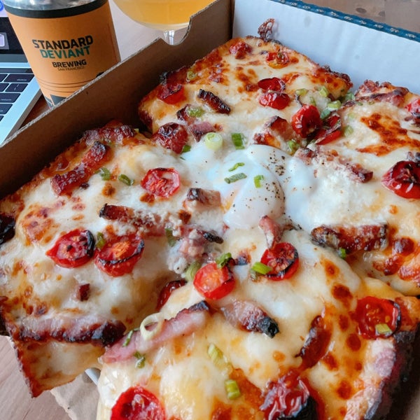 Honestly everything is good here. However, the pepperoni with Mike’s Hot Honey is not only a simple classic, but still the best thing you can get. Pictured: brunch pizza. 😋