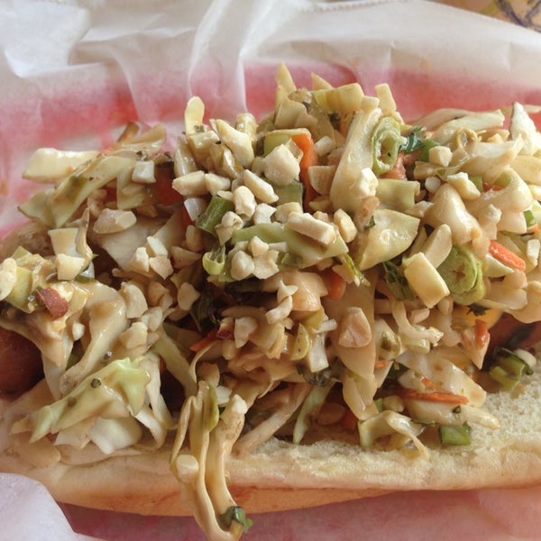The thai slaw dog is more salad than hot dog but it's still very good.