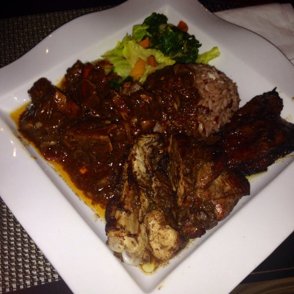 The ox tail combo is a great way to have great ox tail stew and another option. I chose jerk chicken.