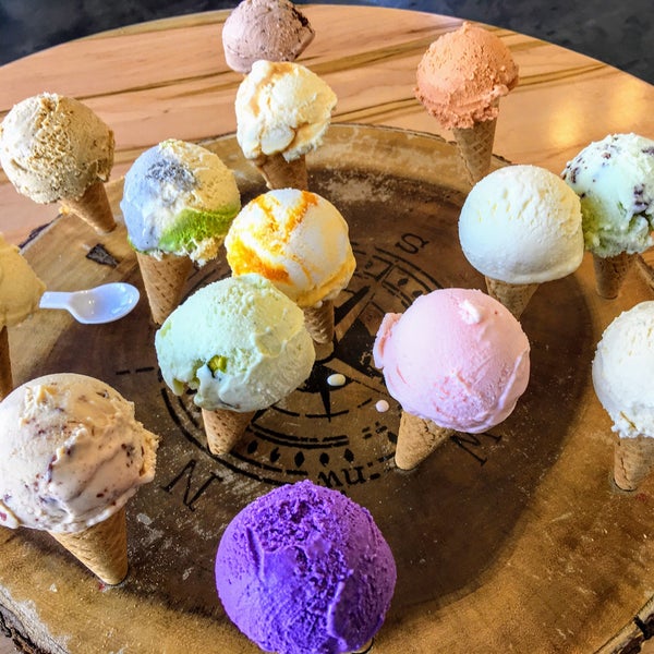 They have an ever changing list of international flavors. If you can't decide what you want you get an ice cream flight. The ice cream melts fast so eat it quickly.