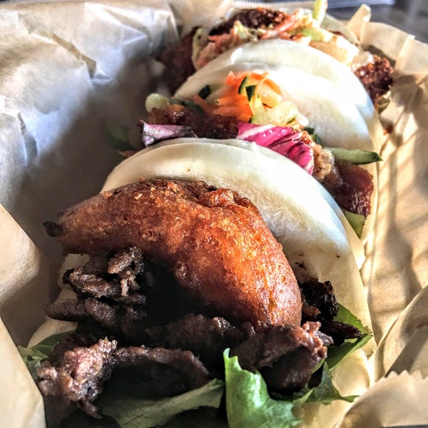 Three bao for under $10. They're small, the size of a taco, but they have a lot of options.